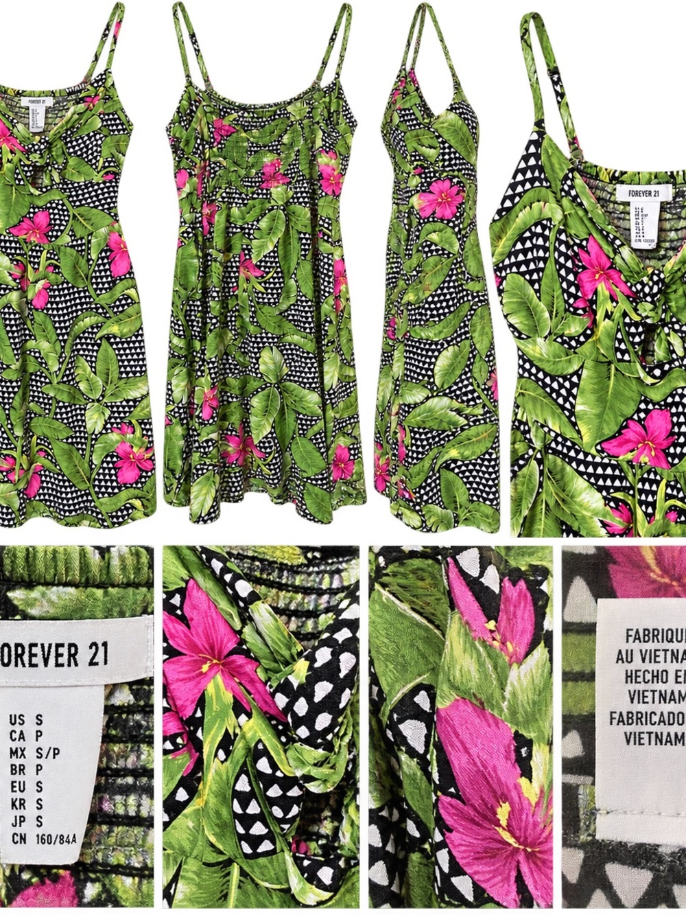 Forever 21 babydoll Tropical Print Spaghetti-Strap top